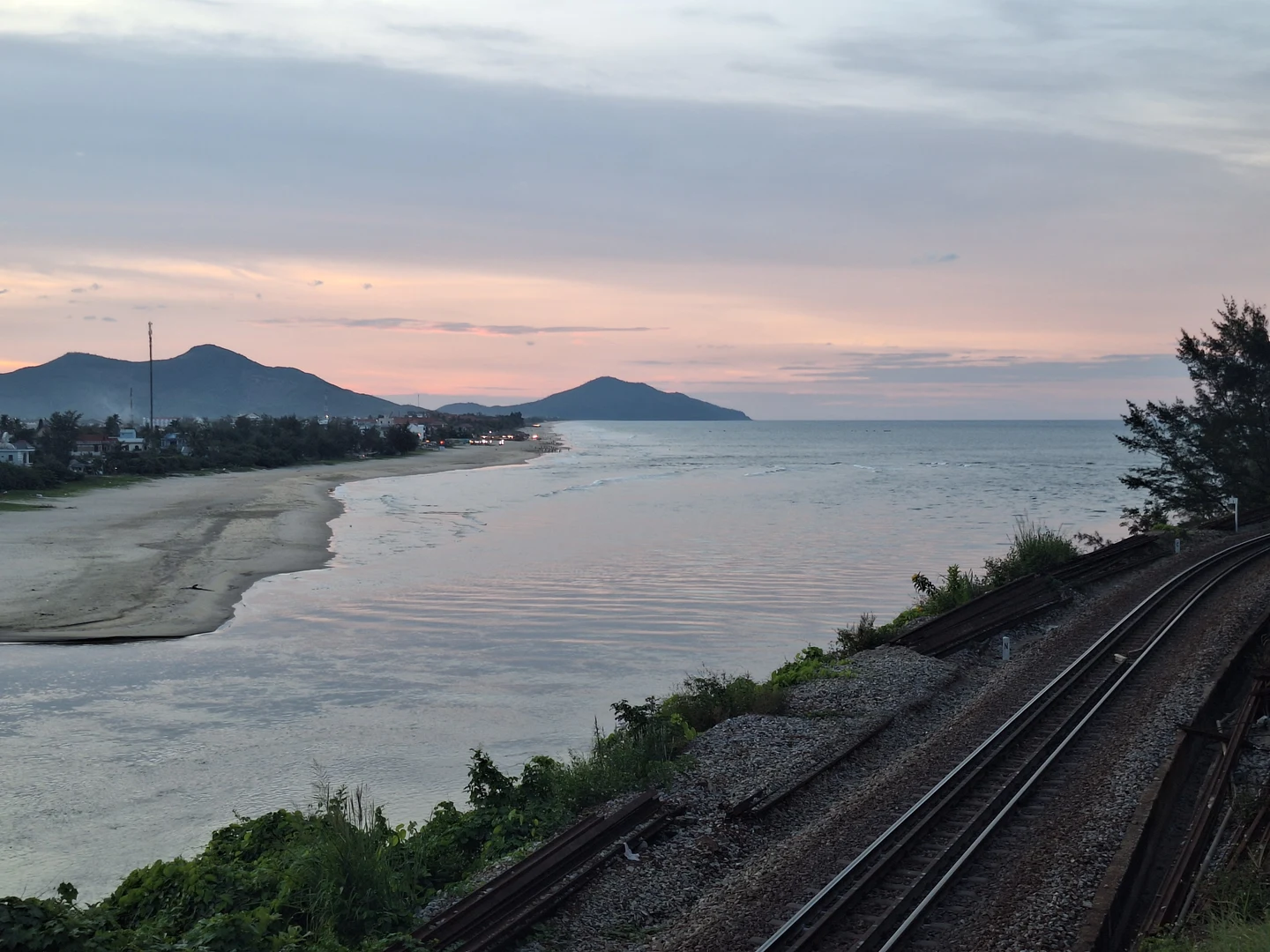 Overlooking Lang Co Bay and Coastal Railway · Panoramic vista from Hai Van Pass